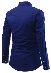 Mens Casual Full Sleeve Silver Button Shirt